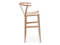 Sets van 2 wishbone barkrukjes - zithoogte 71 cm - natuurlijk hout - natuurlijk touw beige - afbeelding 4 van  5