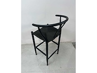 Sets van 2 wishbone barkrukken - zithoogte -65cm - zwart hout - zwart touw - afbeelding 4 van  6