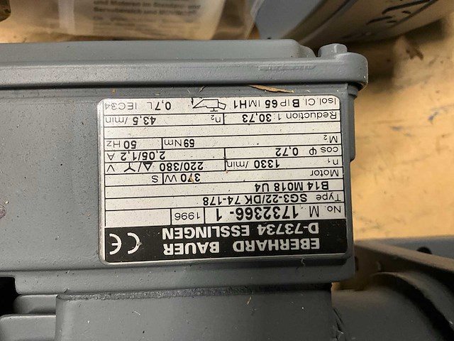 Sew + bauer+ benzler s42 dt80 electro motor met reductie (8x) - afbeelding 9 van  13