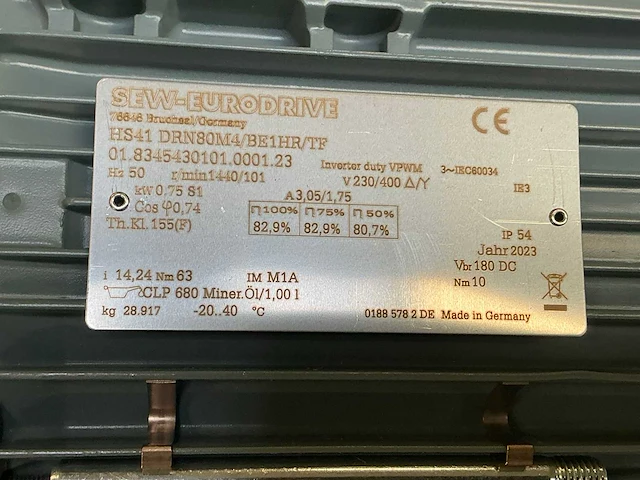 Sew-eurodrive hs41 drn80m4/be1hr/tf haakse reductiemotor - afbeelding 6 van  8
