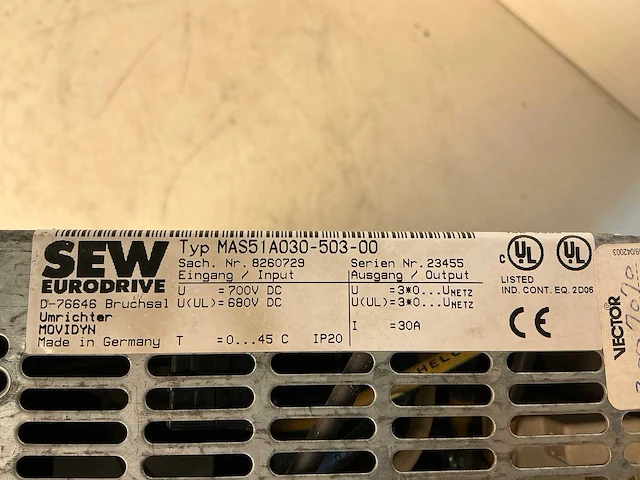 Sew-eurodrive mas51a030-503-00 servo-omvormer - afbeelding 6 van  6