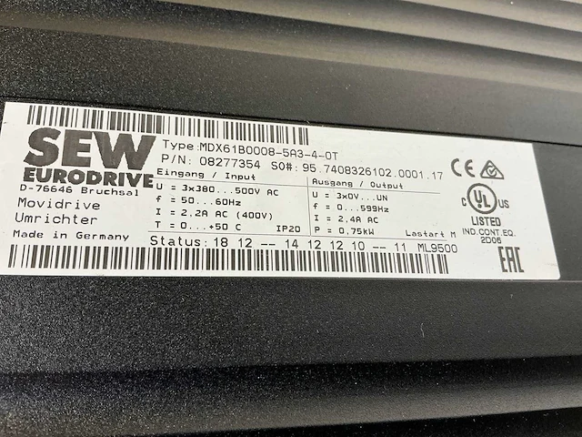 Sew eurodrive mdx61b0008-5a3 frequentieregelaar (3x) - afbeelding 3 van  11