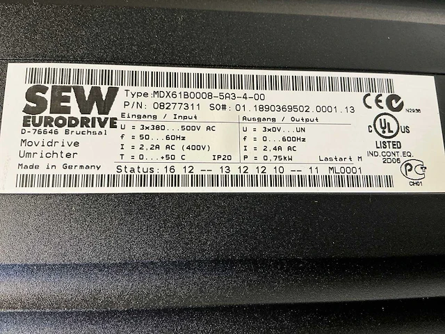 Sew eurodrive mdx61b0008-5a3 frequentieregelaar (3x) - afbeelding 11 van  11