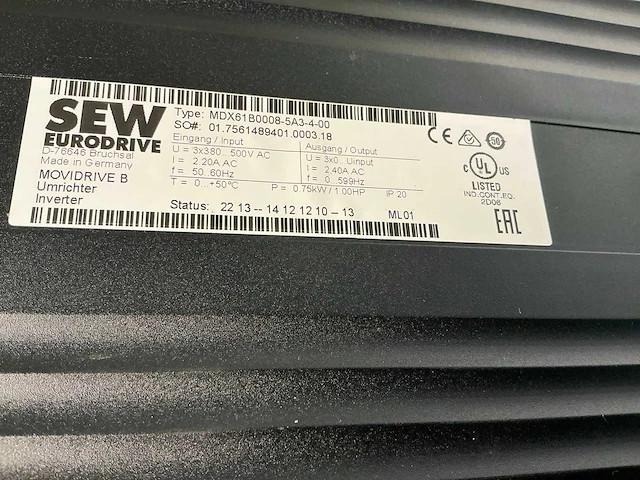 Sew eurodrive mdx61b0008-5a3 frequentieregelaar (3x) - afbeelding 8 van  9