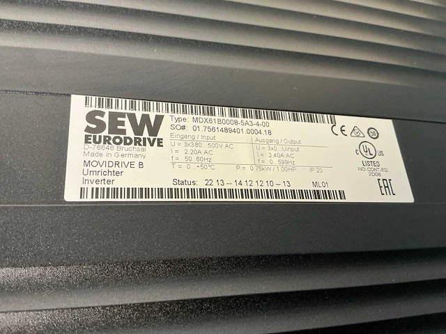 Sew eurodrive mdx61b0008-5a3 frequentieregelaar (3x) - afbeelding 9 van  9