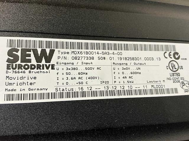 Sew eurodrive mdx61b0014-5a3 frequentieregelaar (3x) - afbeelding 6 van  8