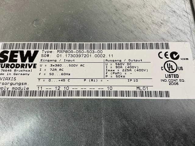 Sew-eurodrive mxp80a-050-503-00 voedingsmodule - afbeelding 6 van  6