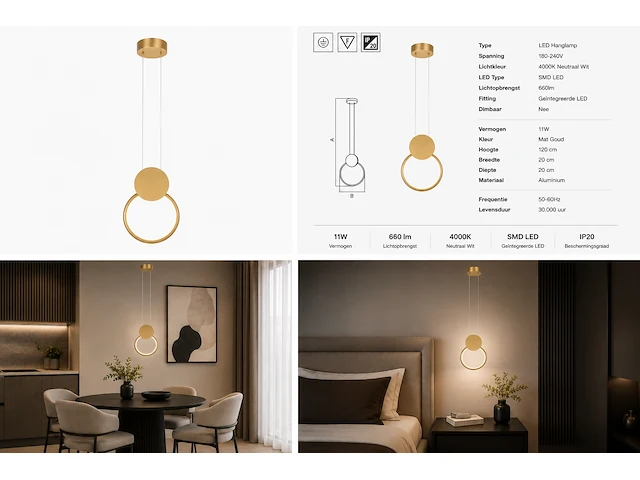 Sfeervolle design led hanglamp (horoz) – 11w – 4000k neutraal wit – ip20 – forever (1 stuks) - afbeelding 3 van  5