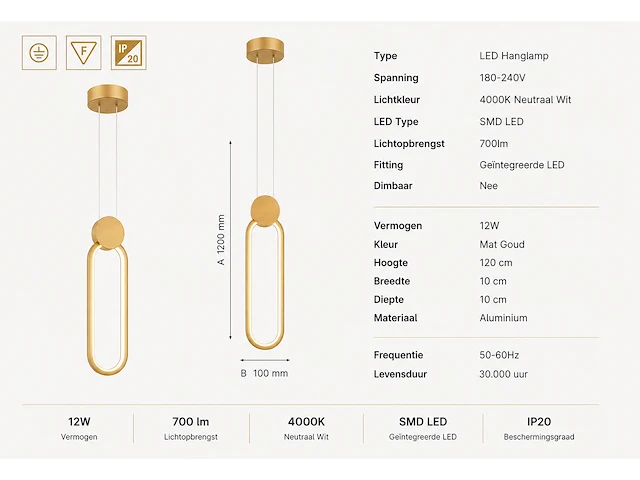 Sfeervolle design led hanglamp (horoz) – 12w – 4000k neutraal wit – ip20 – always (1 stuks) - afbeelding 5 van  5