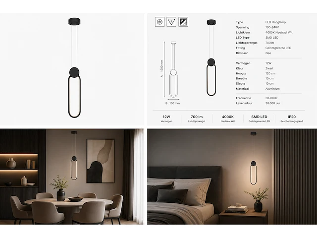 Sfeervolle design led hanglamp (horoz) – 12w – 4000k neutraal wit – ip20 – always (1 stuks) - afbeelding 3 van  5