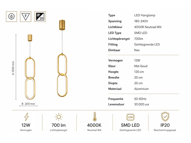 Sfeervolle design led hanglamp (horoz) – 12w – 4000k neutraal wit – ip20 – santana (1 stuks) - afbeelding 5 van  5