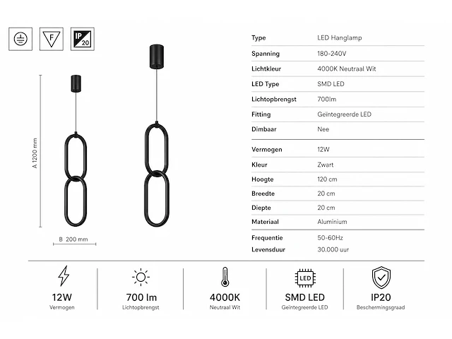 Sfeervolle design led hanglamp (horoz) – 12w – 4000k neutraal wit – ip20 – santana (1 stuks) - afbeelding 5 van  5