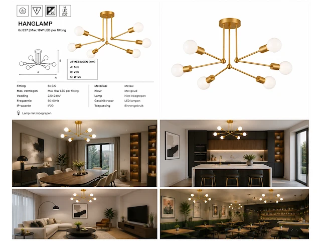 Sfeervolle design led hanglamp (horoz) – 18w – ip20 – lorenzo-6 (1 stuks) - afbeelding 4 van  5