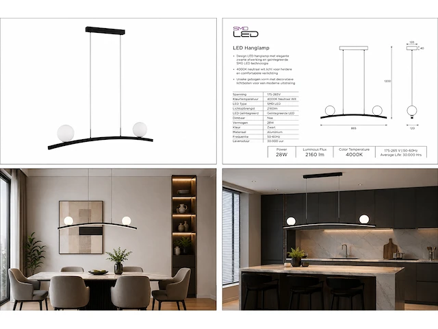 Sfeervolle design led hanglamp (horoz) – 28w – 4000k neutraal wit – ip20 – invicta-28 (1 stuks) - afbeelding 3 van  4