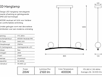 Sfeervolle design led hanglamp (horoz) – 28w – 4000k neutraal wit – ip20 – invicta-28 (1 stuks) - afbeelding 4 van  4