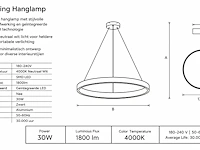 Sfeervolle design led hanglamp (horoz) – 30w – 4000k neutraal wit – ip20 – essence-30 (1 stuks) - afbeelding 5 van  5