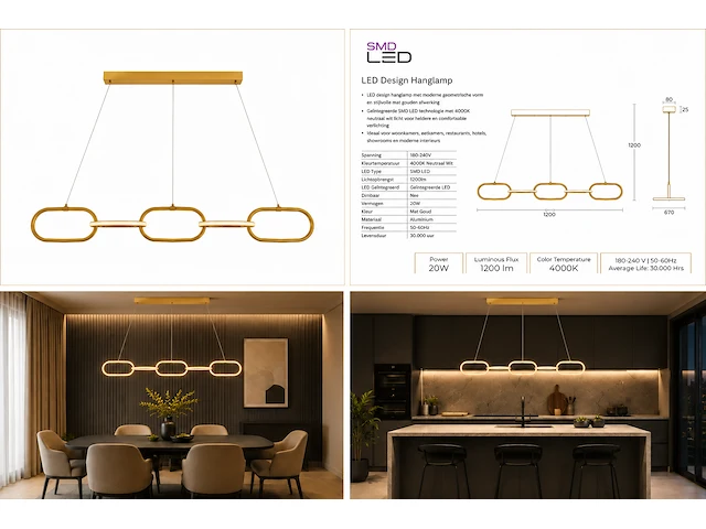 Sfeervolle design led hanglamp (horoz) – 36w – 4000k neutraal wit – ip20 – empire-36 (1 stuks) - afbeelding 3 van  5