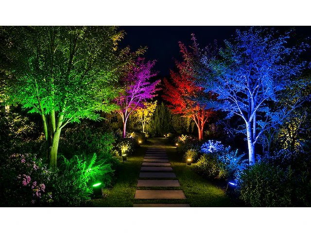 Sfeervolle rgb led floodlight met afstandsbediening – 50w – rgb – ip65 – remix-50 (4 stuks) - afbeelding 1 van  5