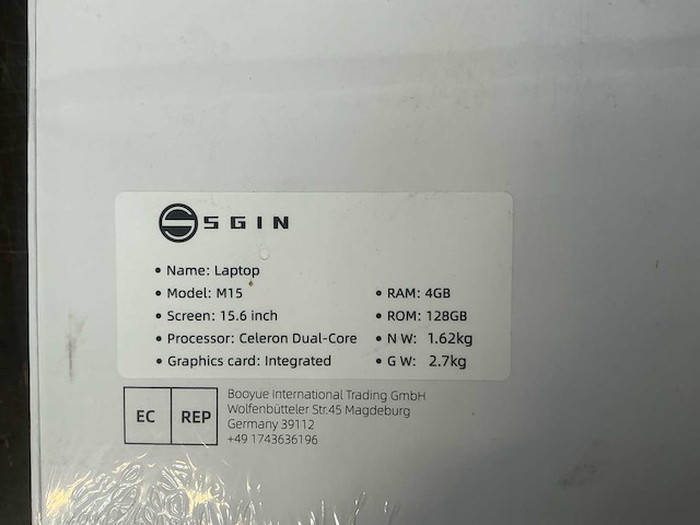 Sgin m15 laptop - afbeelding 3 van  3