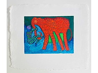 Shahid parvez - red elephant - kleurenzeefdruk - afbeelding 2 van  15