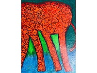 Shahid parvez - red elephant - kleurenzeefdruk - afbeelding 4 van  15