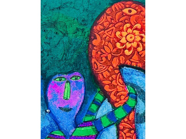 Shahid parvez - red elephant - kleurenzeefdruk - afbeelding 15 van  15