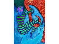 Shahid parvez - red elephant - kleurenzeefdruk - afbeelding 3 van  8