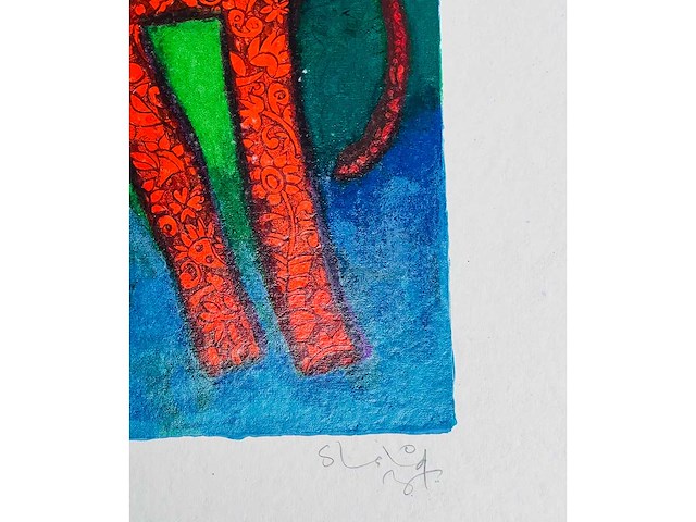 Shahid parvez - red elephant - kleurenzeefdruk - afbeelding 5 van  8