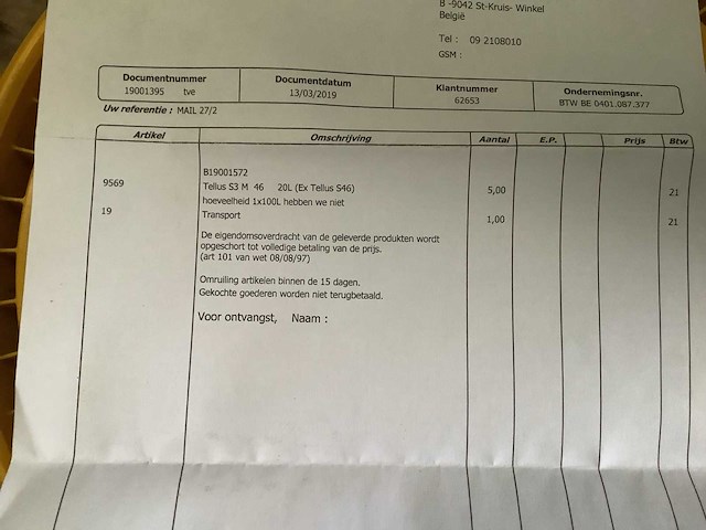 Shell tellus s3 m - hydrauliek olie 46 - afbeelding 2 van  2