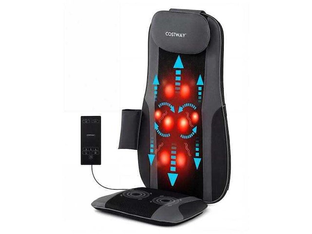 Shiatsu-massagekussen voor nek, hoofd, taille, rug en lichaam, met vibratie- en verwarmingsfunctie, zwart. - afbeelding 1 van  2