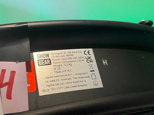 Showgear sf-100 ventilator - afbeelding 2 van  2
