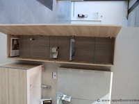 Showroom badkamermeubel vv dubbele spoelbak plus spiegelkast en kolomkast afm 140x49cm / 140x15cm / 160x40cm - afbeelding 2 van  5