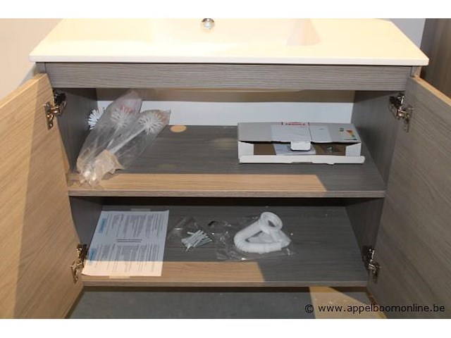 Showroom badkamermeubel vv enkele spoelbak plus spiegelkast en kolomkast afm 80x45 / 160x35 / 80x58x13cm - afbeelding 2 van  5