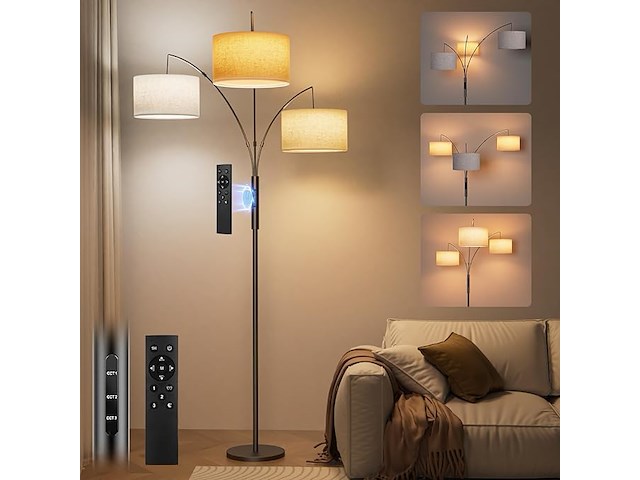 Sibrille 36 w vloerlamp met stoffen kap - afbeelding 1 van  5