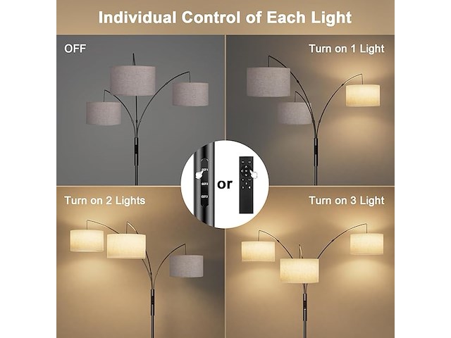 Sibrille 36 w vloerlamp met stoffen kap - afbeelding 2 van  5