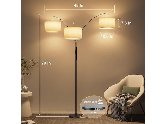 Sibrille 36 w vloerlamp met stoffen kap - afbeelding 3 van  5