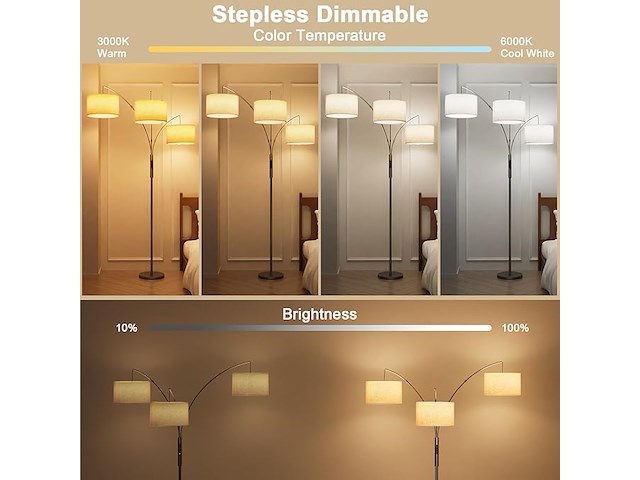 Sibrille 36 w vloerlamp met stoffen kap - afbeelding 5 van  5