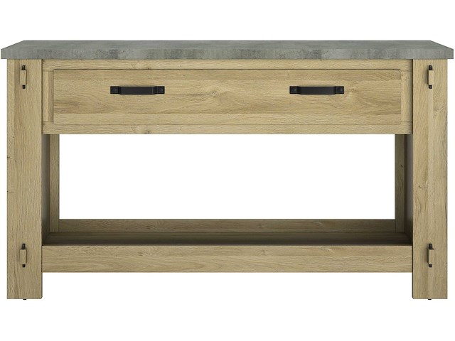 Sidetable louane 156cm, 1 lade - eik/beton - afbeelding 1 van  4