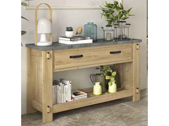 Sidetable louane 156cm, 1 lade - eik/beton - afbeelding 3 van  4
