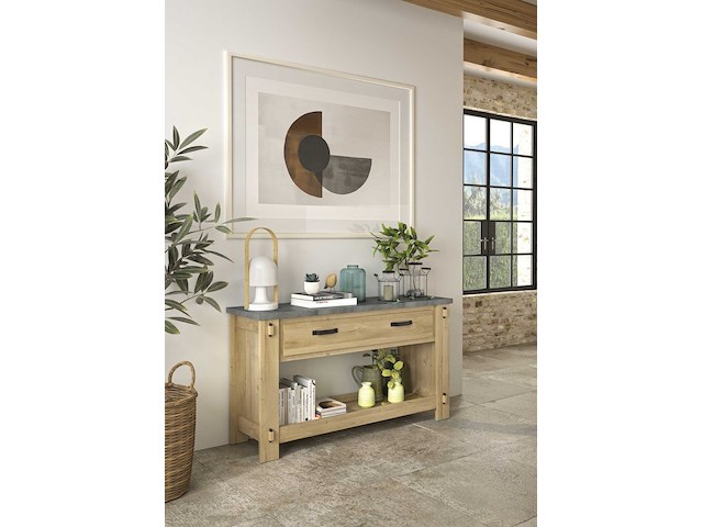 Sidetable louane 156cm, 1 lade - eik/beton - afbeelding 4 van  4