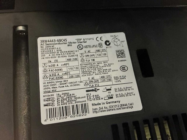 Siemens 3rw4443-6bc45 soft starter - afbeelding 4 van  4
