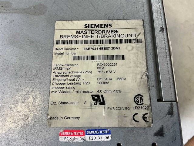 Siemens masterdrives 6se7031-6eb87-2da1 drive - afbeelding 5 van  5