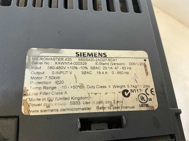 Siemens micromaster 420 frequentieregelaar - afbeelding 4 van  4