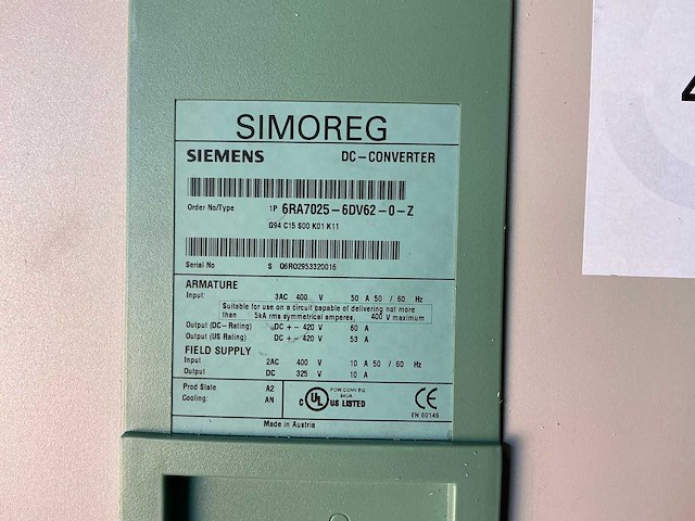 Siemens simoreg 6ra7025-6dv62-0-z frequentieregelaar - afbeelding 3 van  5