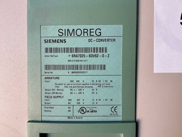 Siemens simoreg 6ra7025-6dv62-0-z frequentieregelaar - afbeelding 2 van  4