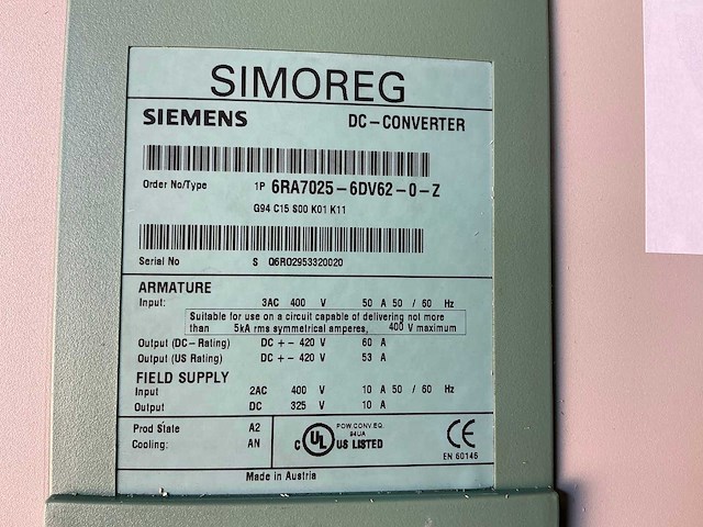 Siemens simoreg 6ra7025-6dv62-0-z frequentieregelaar - afbeelding 3 van  5