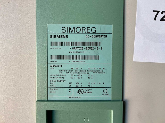 Siemens simoreg 6ra7025-6dv62-0-z frequentieregelaar - afbeelding 3 van  6