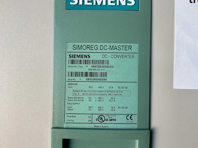 Siemens simoreg dc-master 6ra7025-6dv62-0-z frequentieregelaar - afbeelding 2 van  5