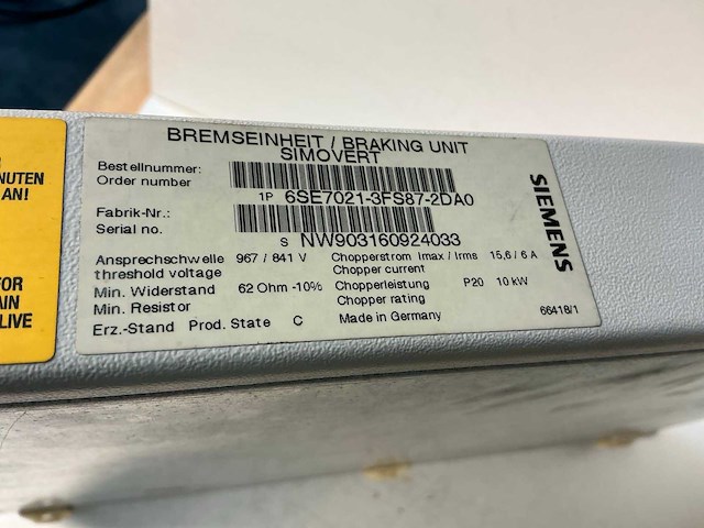 Siemens simovert braking unit (3x) - afbeelding 5 van  8