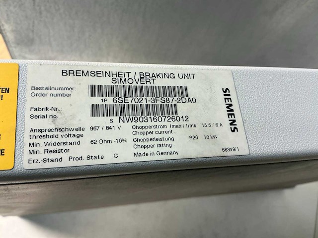 Siemens simovert braking unit (3x) - afbeelding 6 van  8